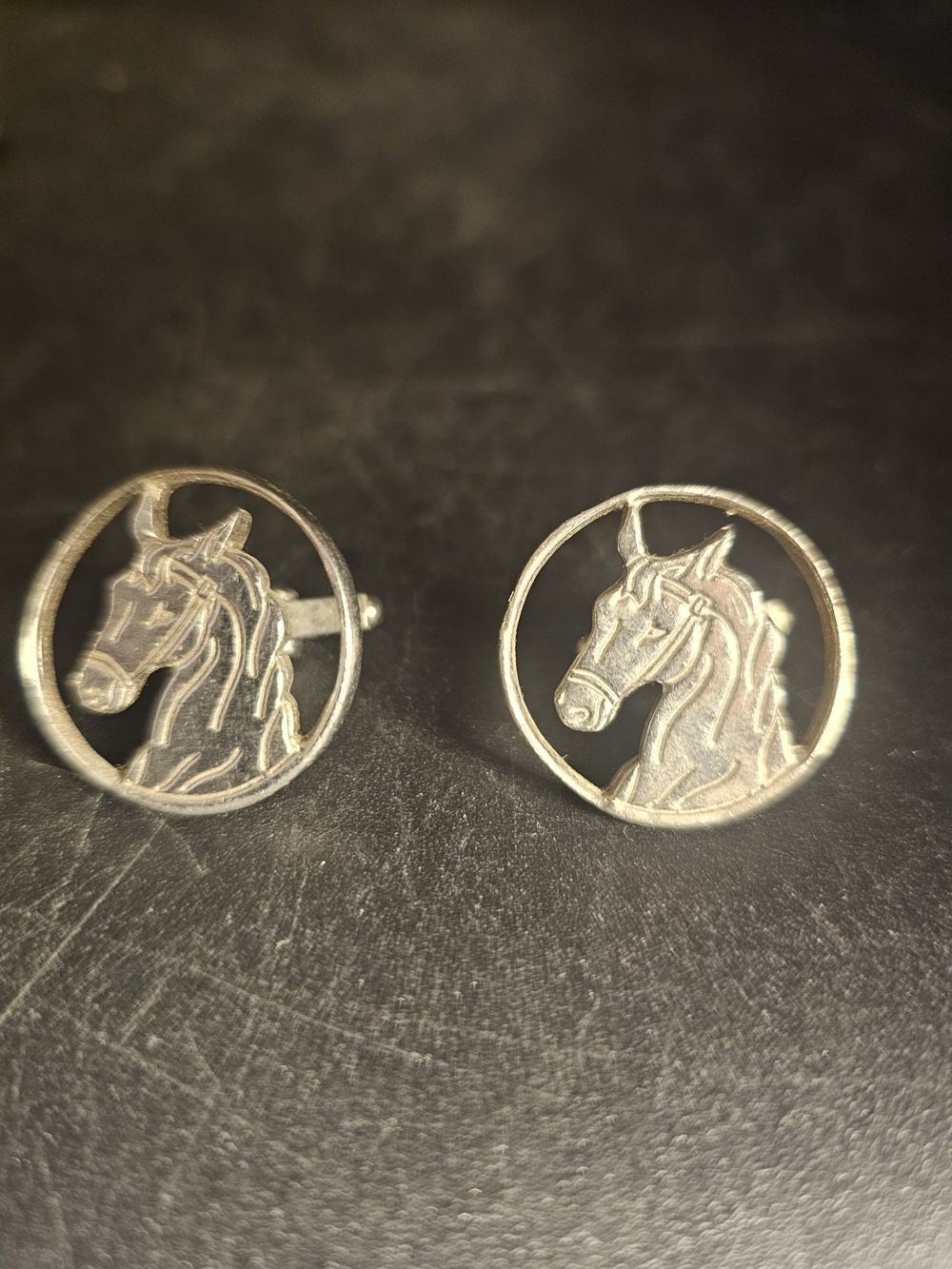Men's Silver Horse Head Cufflinks - Equestrian Design